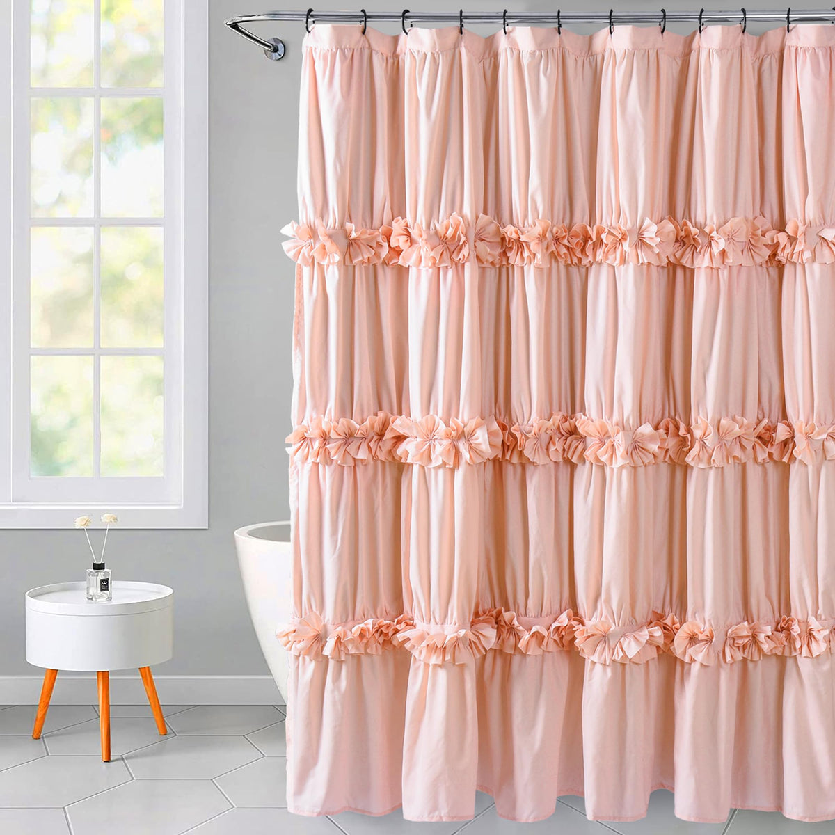 Peach Ruffle for Master Bathroom