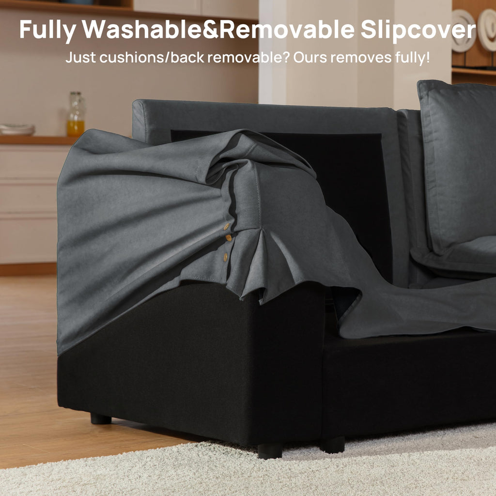 125" Washable Oversized Modular Sectional Sofa Couches, Grey