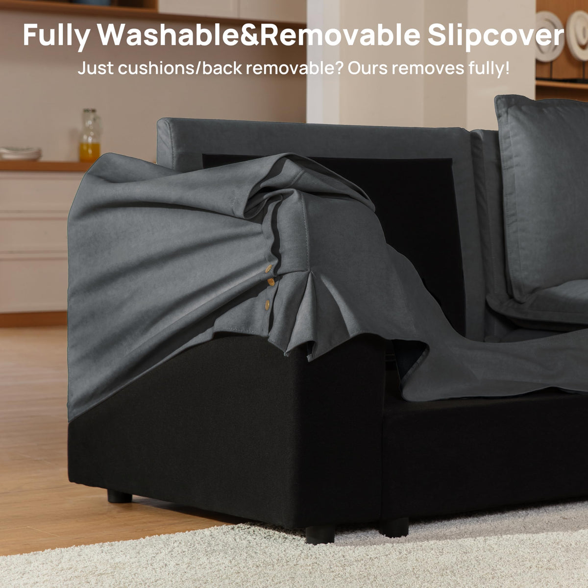 125" Washable Oversized Modular Sectional Sofa Couches, Grey