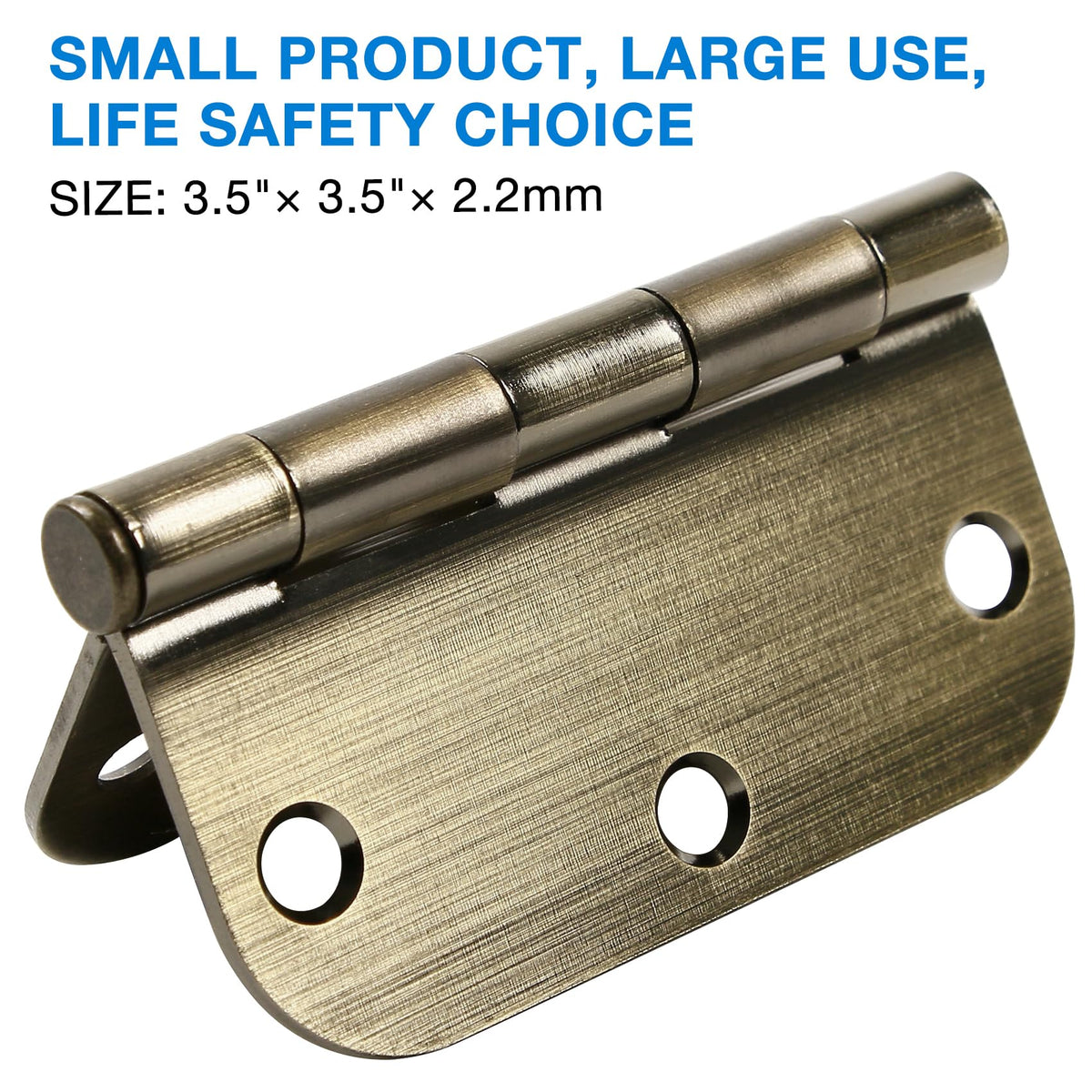 Rounded Door Hinges 3.5" X 3 1/2 Inch Antique Brass 5/8" 18 Pack