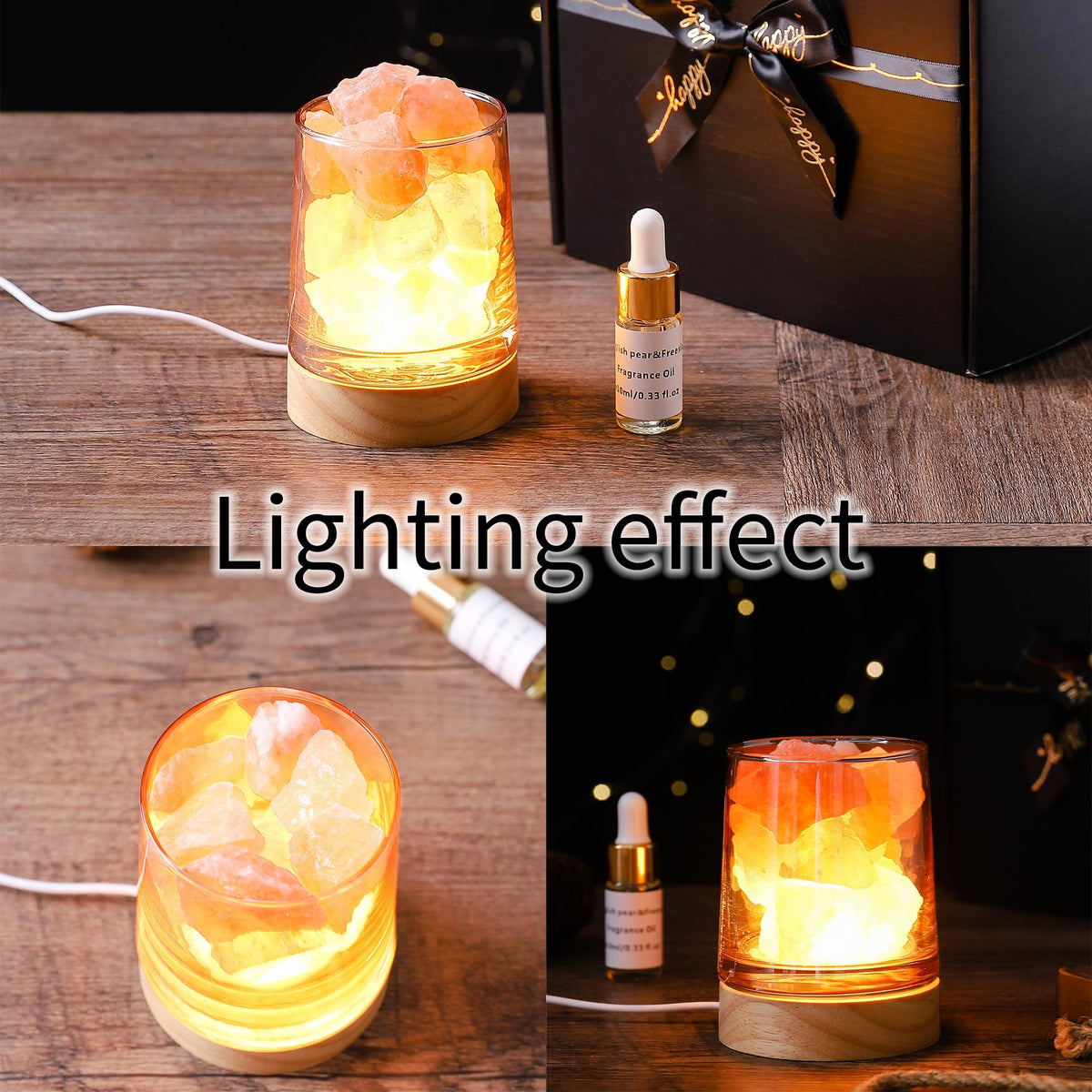 Himalayan Salt Stone Essential Oil Diffuser - Lavender Essential Oil Gift Set - Natural Aromatherapy Diffuser