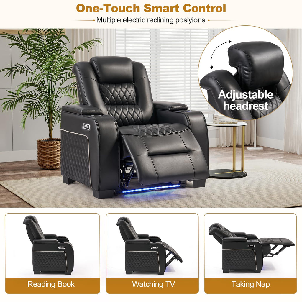 Dual Motor Power Recliner Set of 6 with Adjustable Headrest & LED Light