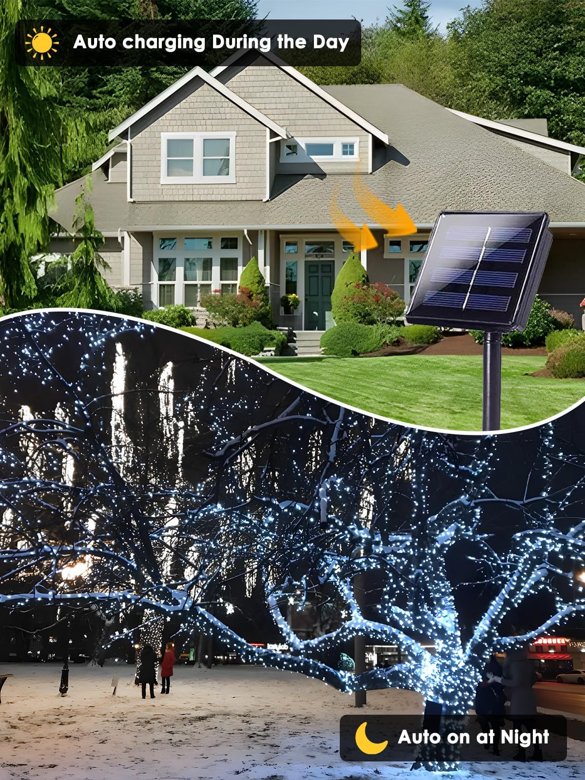 Solar String Lights Outdoor 6 Pack 600 LED Christmas Light Cool White