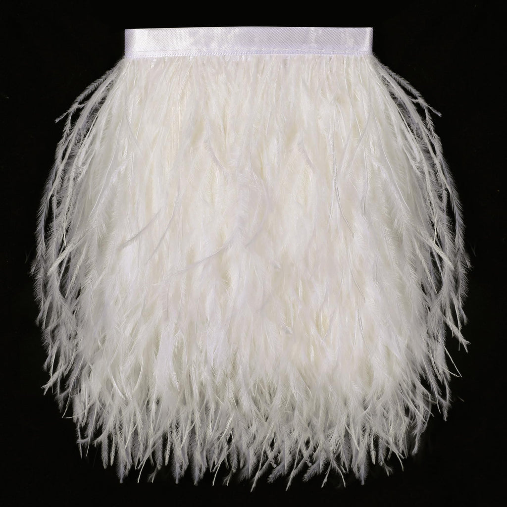 Off White Ostrich Feather Trim, 4-5 Inch 2 Yards