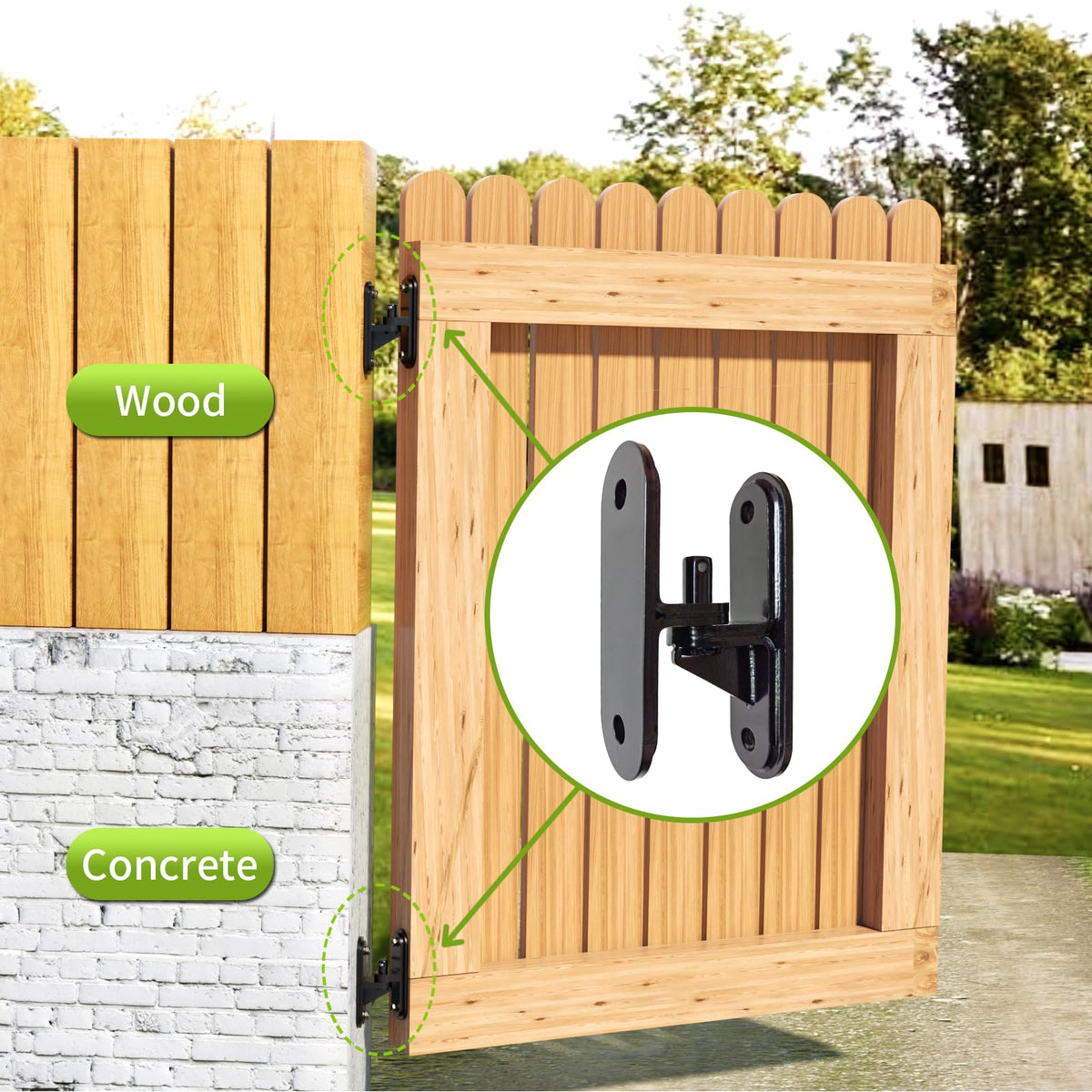 Heavy Duty Gate Hinges 2 Pack, Steel Anti-Sag Design Wall Mount