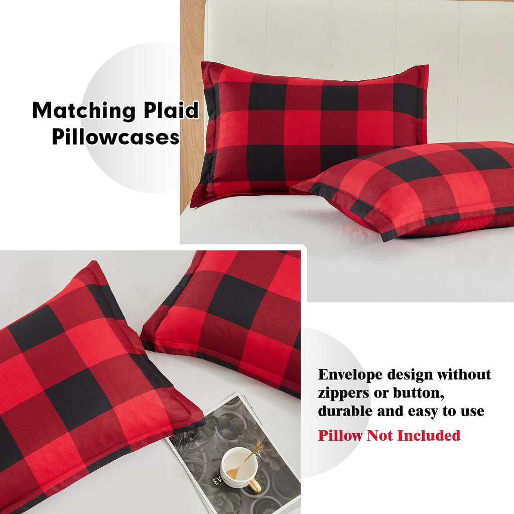 Red Black Buffalo Plaid Comforter Set (66"x90")