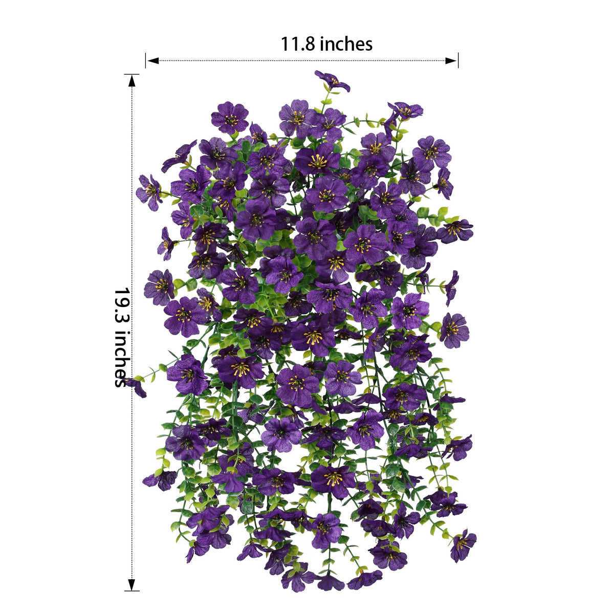 Artificial Flowers for Outdoors Garland Decoration, 2Pcs Dark Purple Fake Hanging Flowers, UV & Fading Resistant