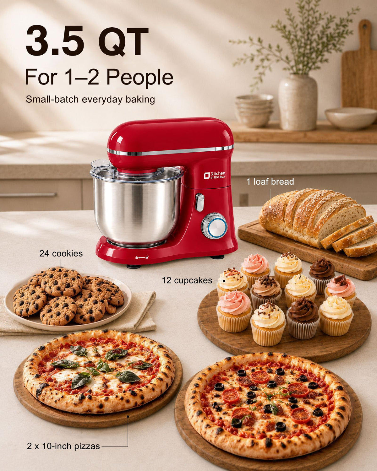 Stand Mixer, 3.5 QT Kitchen Electric Mixer for Baking