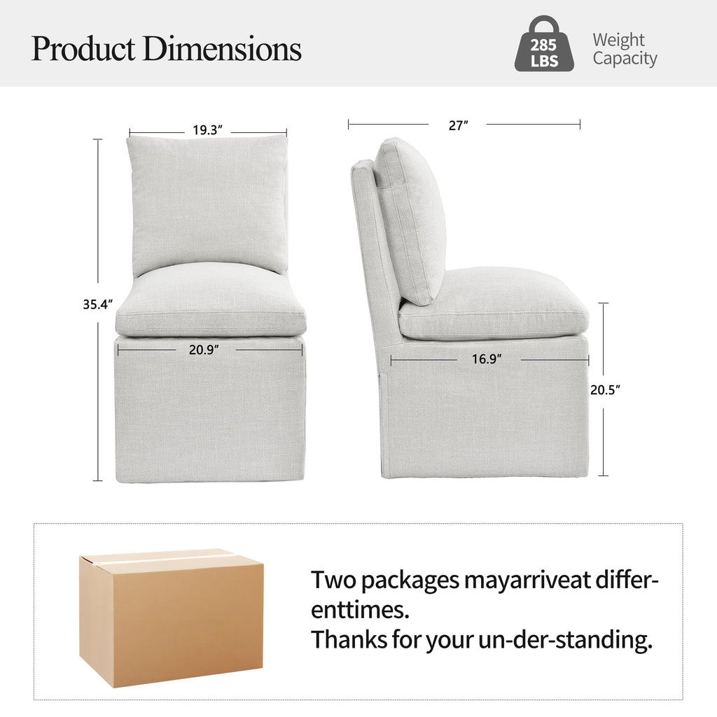 Upholstered Armless Dining Chair with Casters