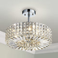 5-Light Modern K9 Crystal Semi-Flush Chandelier for Bedrooms and Dining Rooms