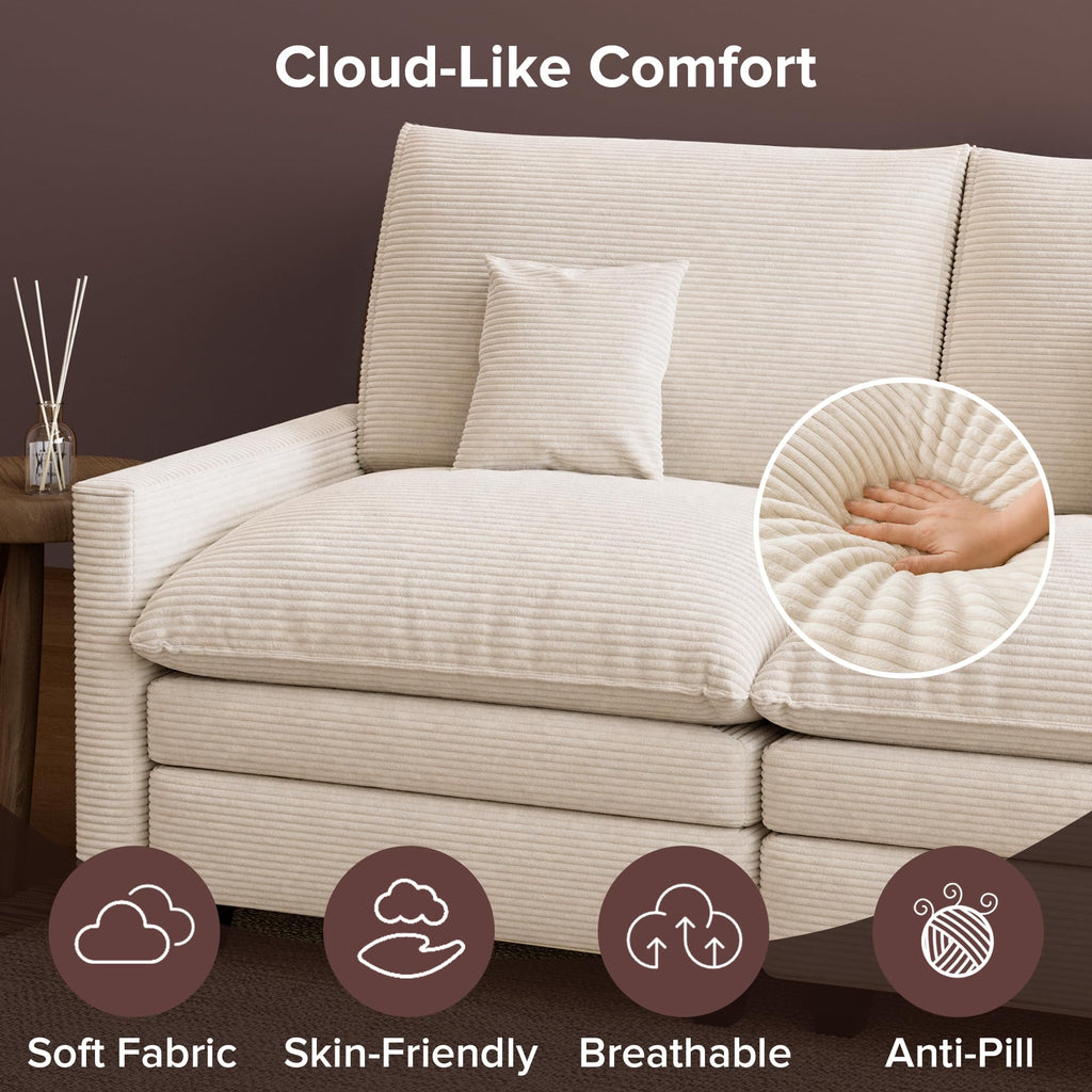 140" Modular Sectional Sofa, Deep Seat Cloud Couch Sectional