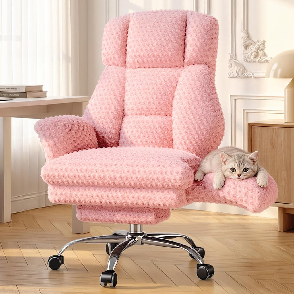 Big and Tall Office Chair with Foot Rest & Flip Armrests | Executive Ergonomic Computer Gaming Chair, for Pets &