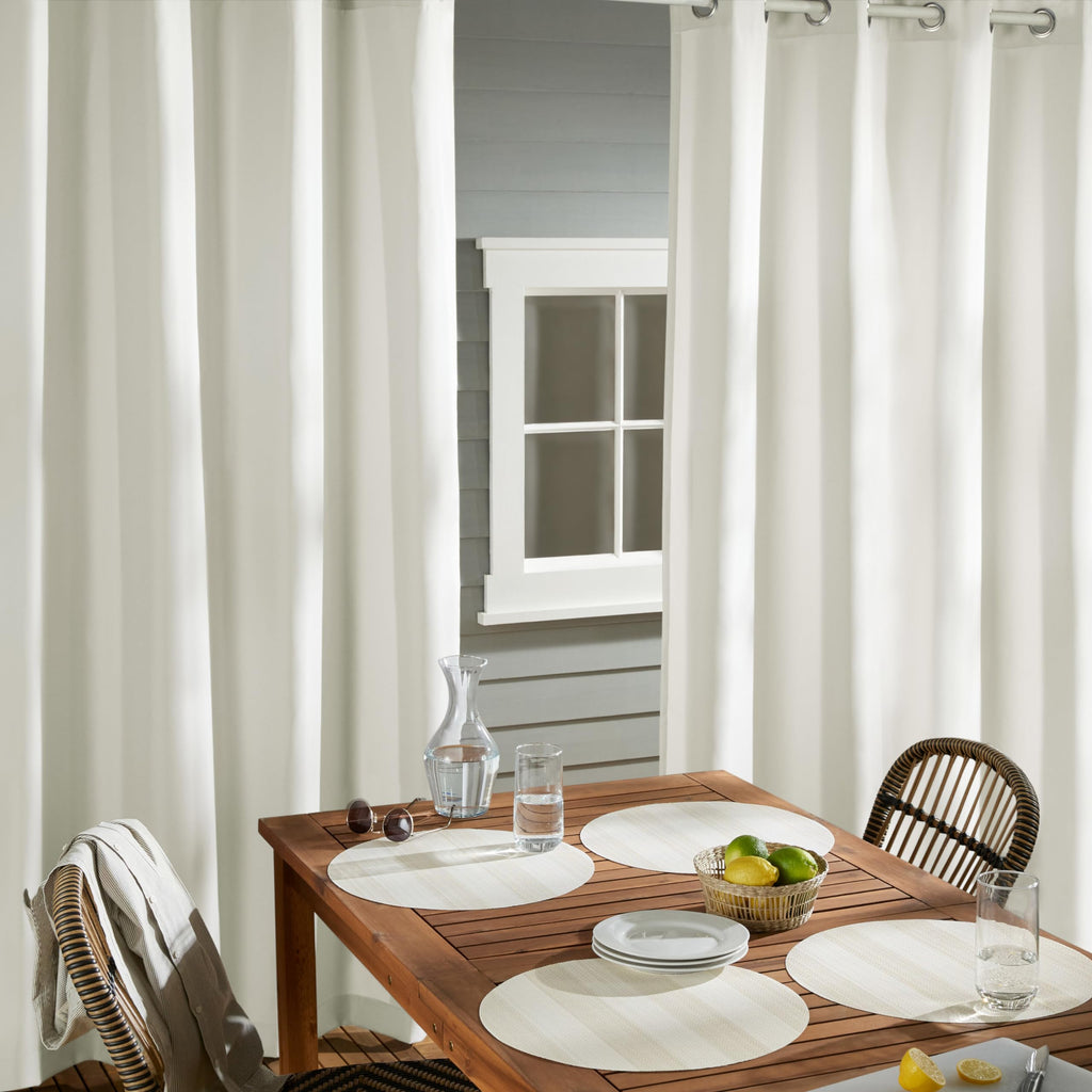 Cabana Solid Heavyweight Indoor Outdoor Curtains, Light Filtering Opacity with Grommet Top, Water Repellent, 2-Pack