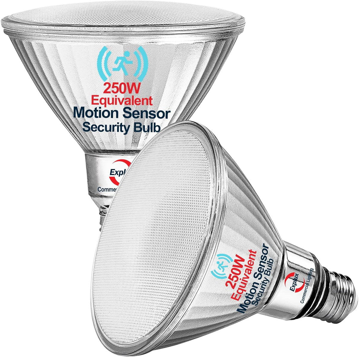 Motion Sensor PAR38 Outdoor Flood Light, 250W Equivalent, 5000K,2-Pk