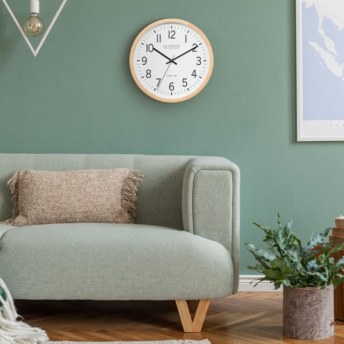 Inspired Nelson Style 12.8-Inch Beech Wood Atomic Analog Wall Clock