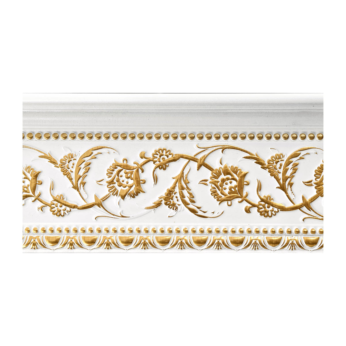 6-Piece Crown Molding Crown Decor Set, Gold Floral on French White