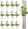 Napkin Rings - Mini Greenery Eucalyptus Leaf Napkins Rings for Wedding Table Decor, Flower Napkin Ring - Set of 12