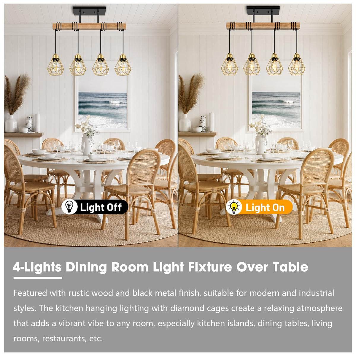 Island Lights, Black and Gold Pendant Light Fixtures, Farmhouse Dining Room Light Fixtures Over Table