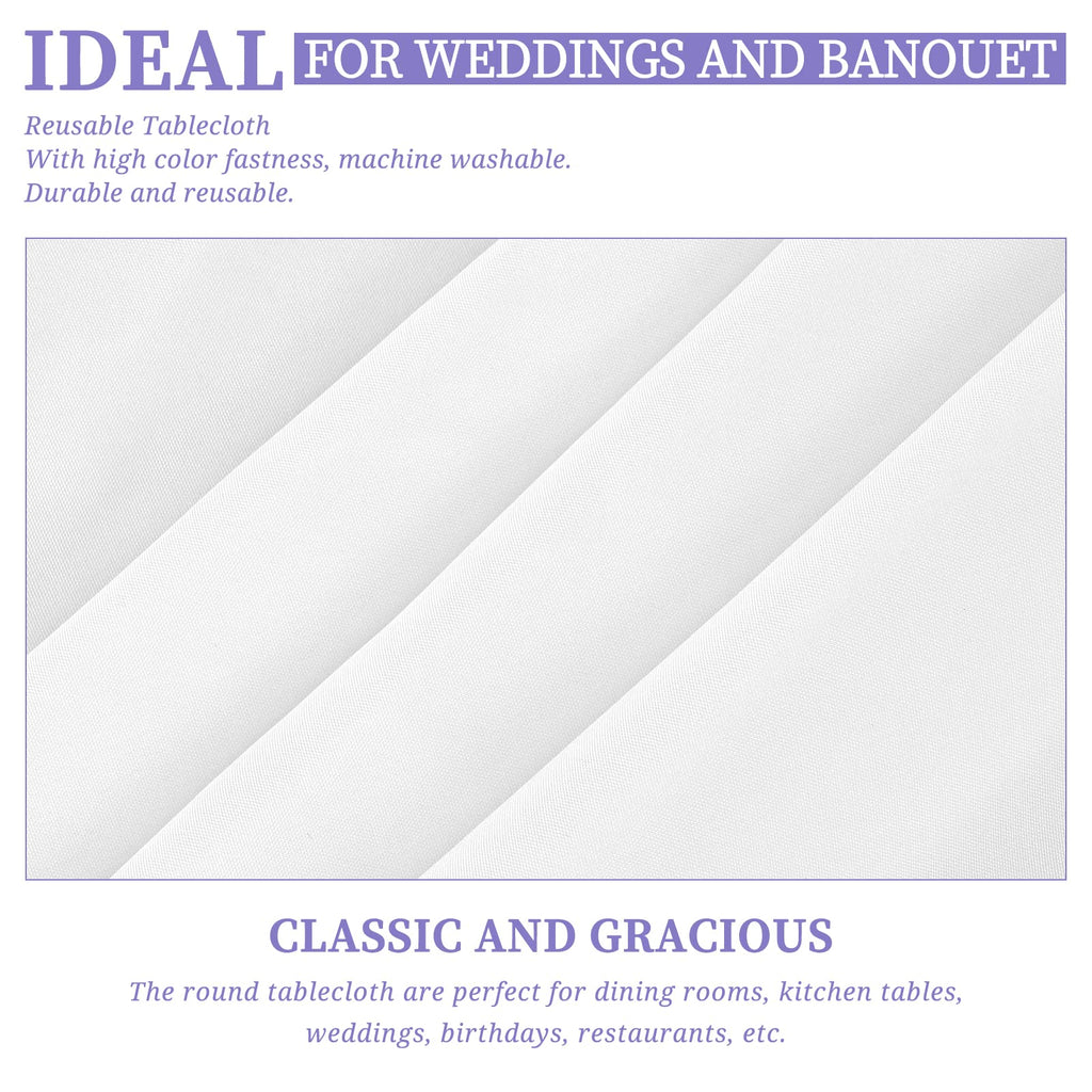 10 Pack White Round Tablecloth 90 Inch