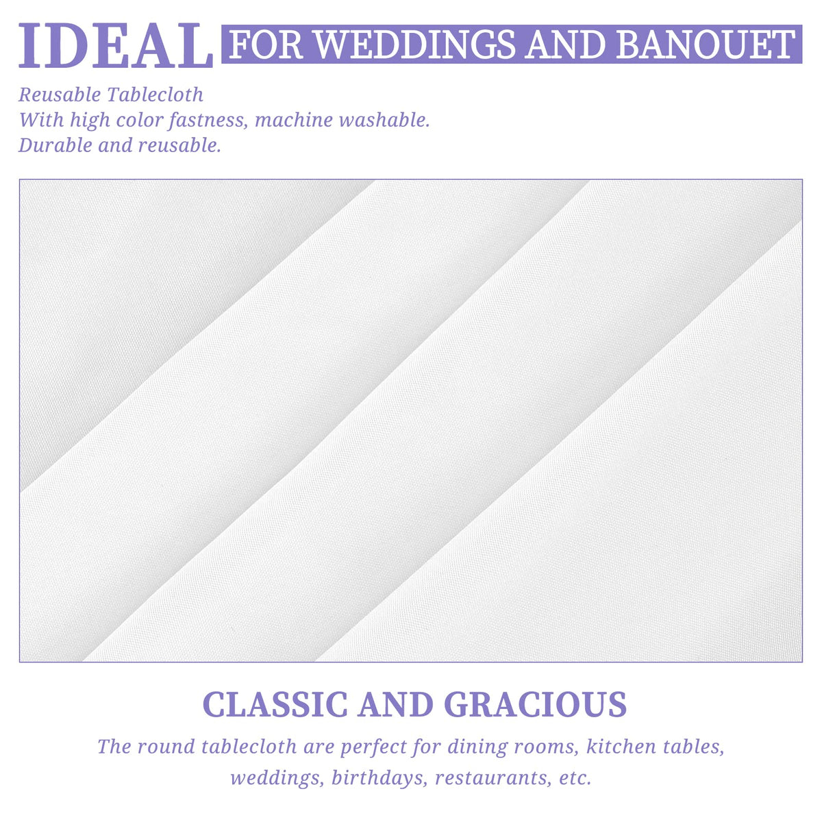 10 Pack White Round Tablecloth 90 Inch
