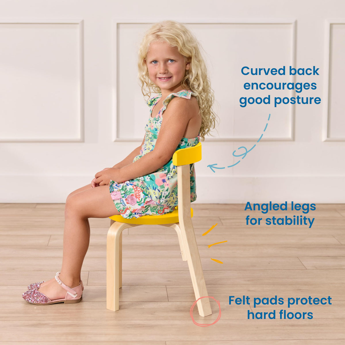 Bentwood Table and Curved Back Chair Set, Kids Furniture, Assorted, 5-Piece