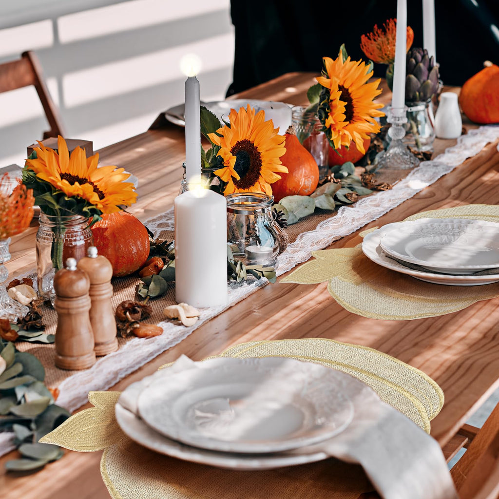 Fall Placemats Set of 6 Autumn Table Pumpkin Thanksgiving Decorations Indoor Farmhouse Harvest Round Placemats for