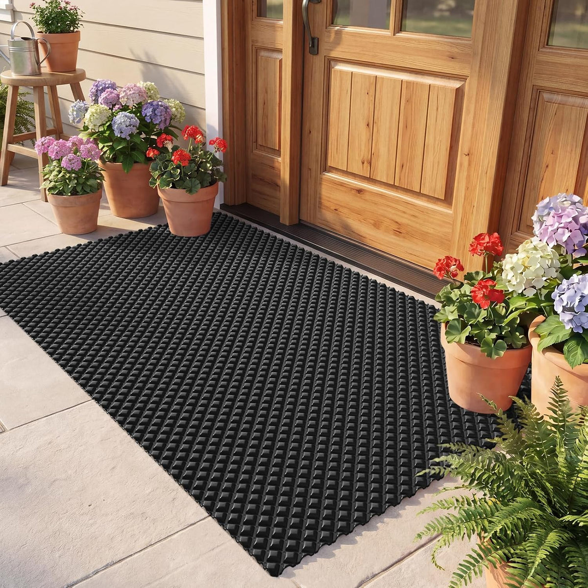 Front Door Mat Outside Entrance, Non Slip Doormat, Black 24"x36"