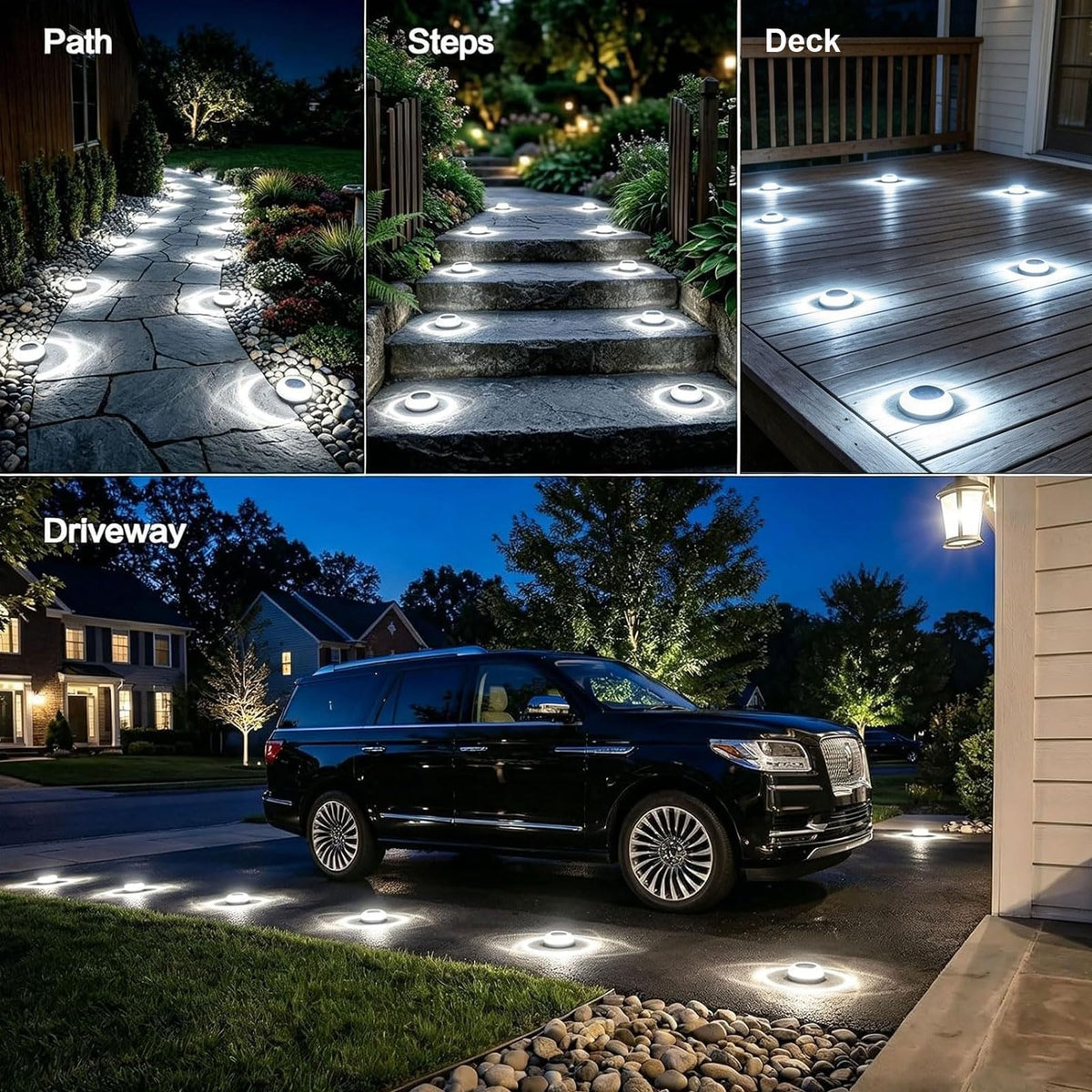 Solar Pathway Lights Outdoor, 12 Pack 12H Flat Walkway Lights