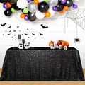 Black Sequin Tablecloth for Parties Rectangle Shiny Table Overlays Tabletop