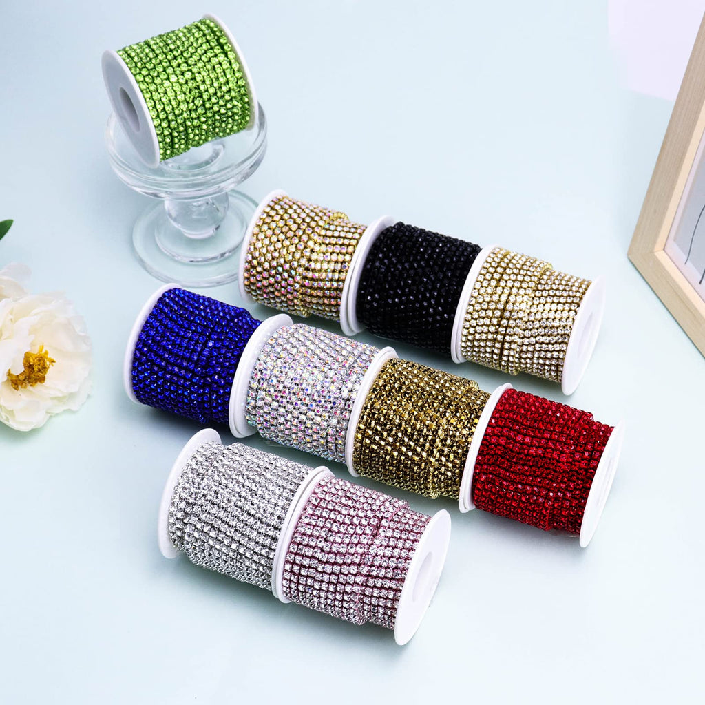 M Crystal Rhinestone Chain Trim for Sewing Crocs Shoes, SS16 Rhinestone Chain for Craft Cups Jewelry - 10 Yards 4M