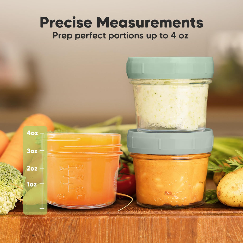 12pk 4oz Glass Baby Food Containers with Lids, BPA-Free, Sage