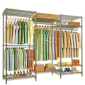 E13 Heavy Duty Clothes Rack(With 4 Hanger Rods & 8 Shelves) Freestanding Clothing Racks for Hanging