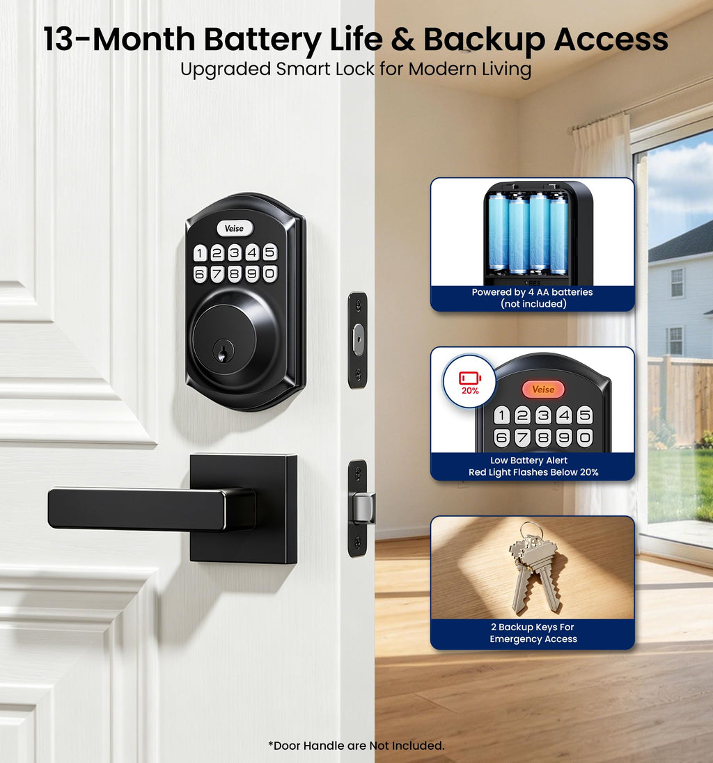 Keyless Entry Deadbolt, Electronic Keypad Lock, Matte Black
