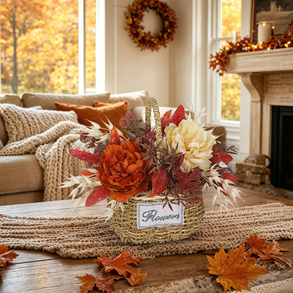 Fall Centerpieces for Tables Fall Floral Peonies Artificial Flowers in Vase