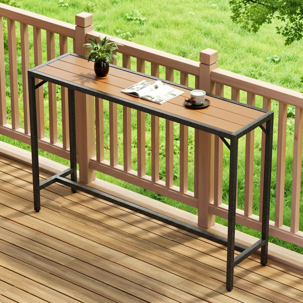55" Patio Bar Table, Sturdy Outdoor Counter Height Table, Teak