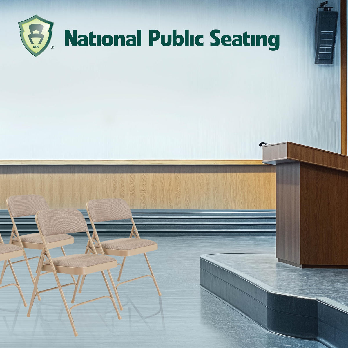 2201 Series Steel Frame Upholstered Premium Fabric Seat and Back Folding Chair with Double Brace, 480 lbs Capacity