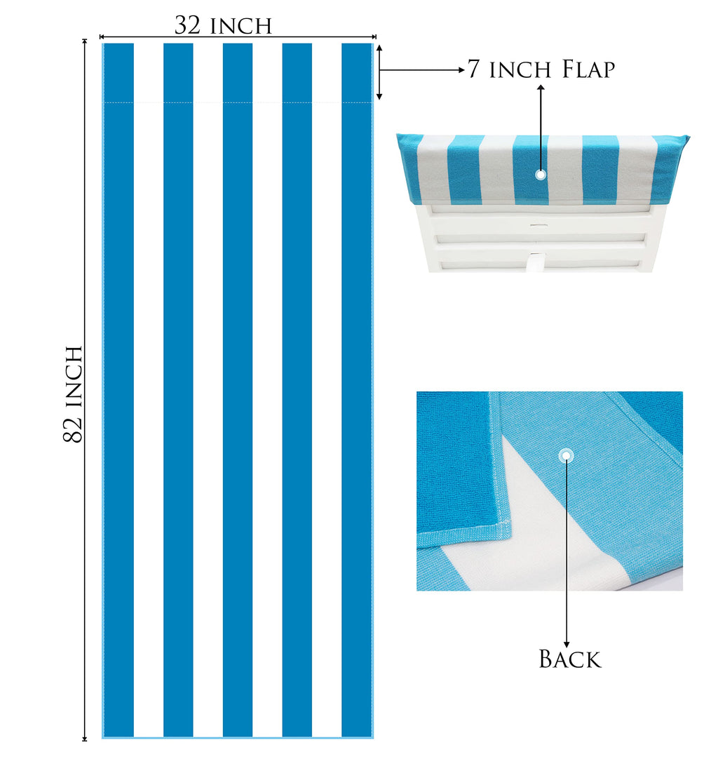 Pool Lounge Chair Cover - 2 Pack Cabana Stripe - Aqua