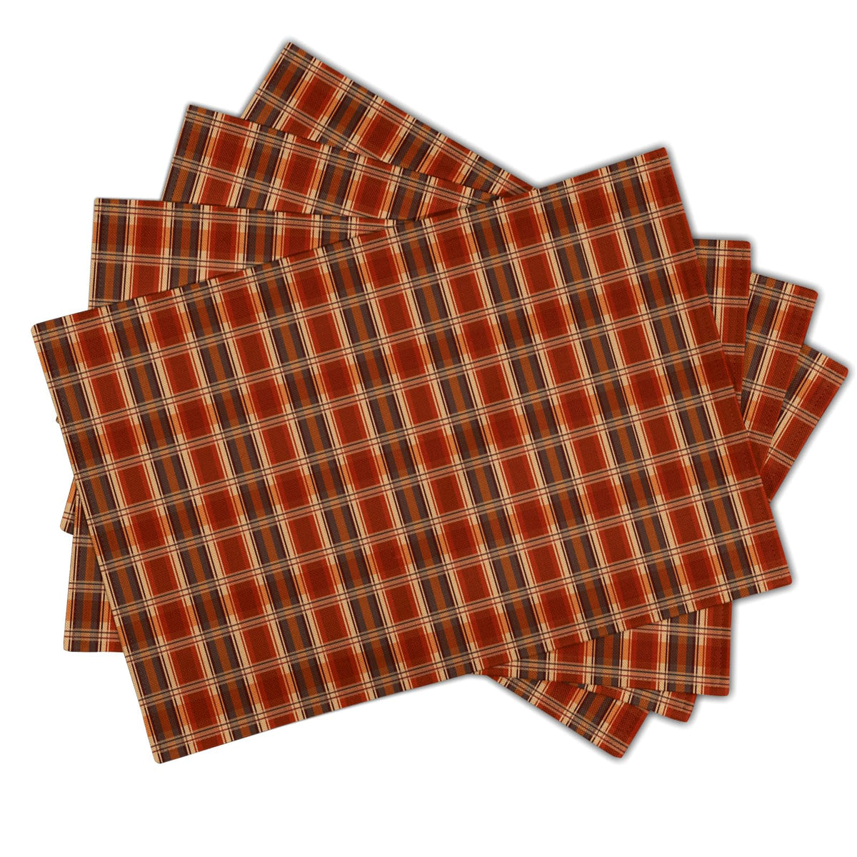 Fall Placemats Set of 4 - Rustic Autumn Buffalo Plaid Tabletop Place Mats 12x18 Inch Thanksgiving Table Mats