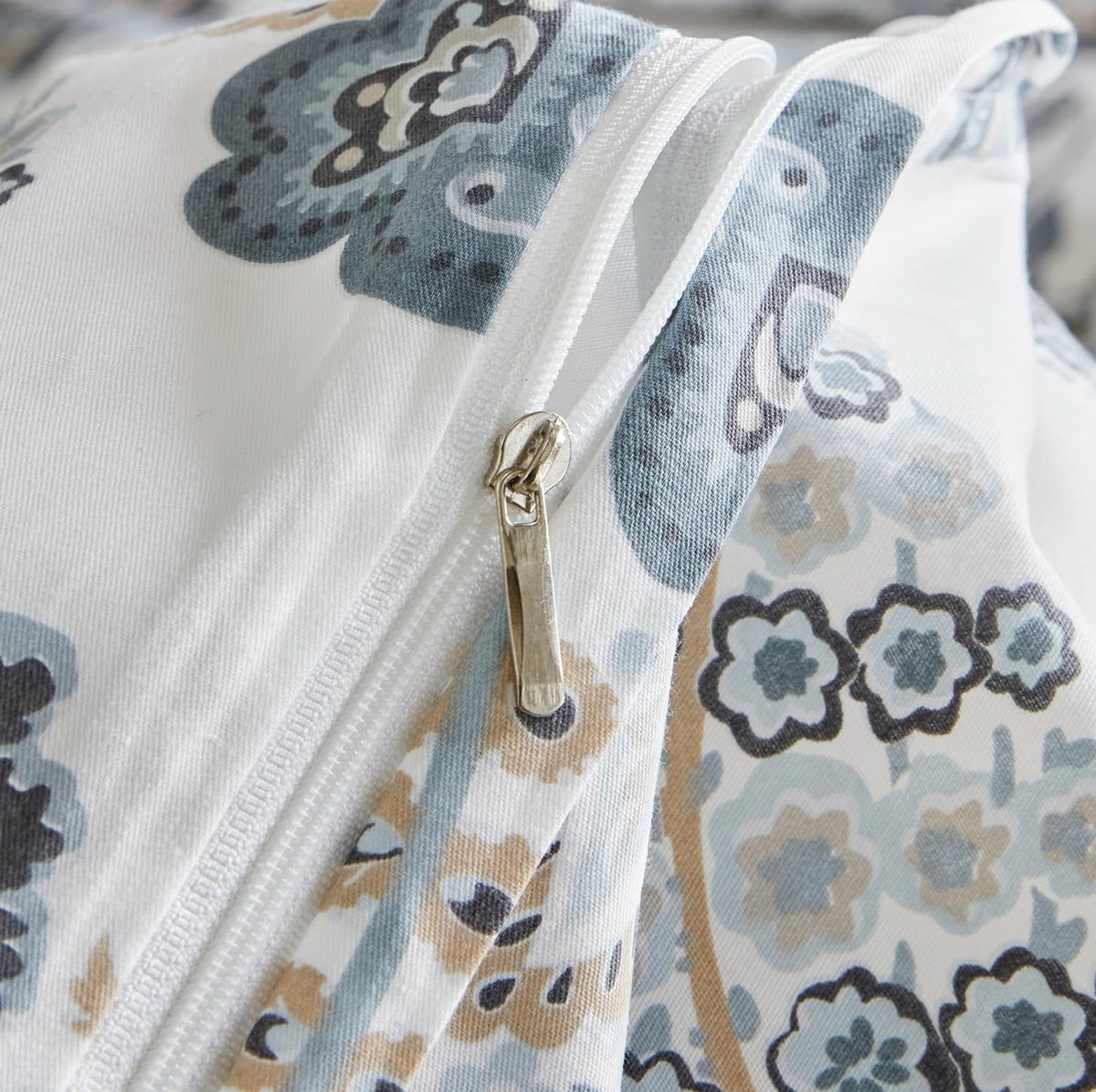 Flower Paisley Duvet Cover Queen 100% Cotton 3 Pcs Set 1 Vintage Boho Floral Duvet Cover with Zipper Ties 2