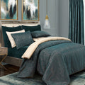 Hayworth 3 Piece Queen Teal Chenille Jacquard Comforter Set