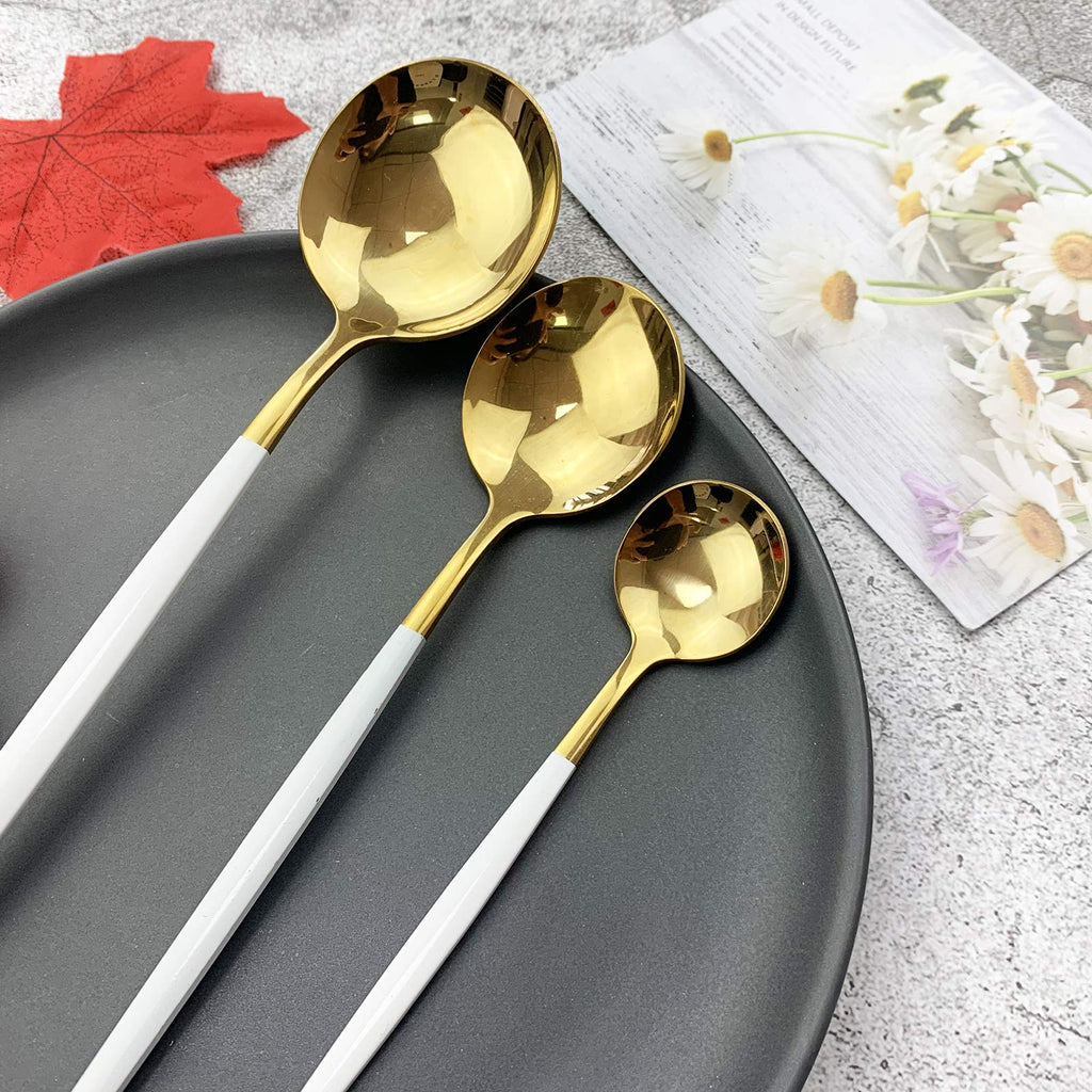 18/10 Silver Silverware Set Stainless Steel Flatware Utensils Set Gold Cutlery Set| 24-Piece Modern Cubiertos