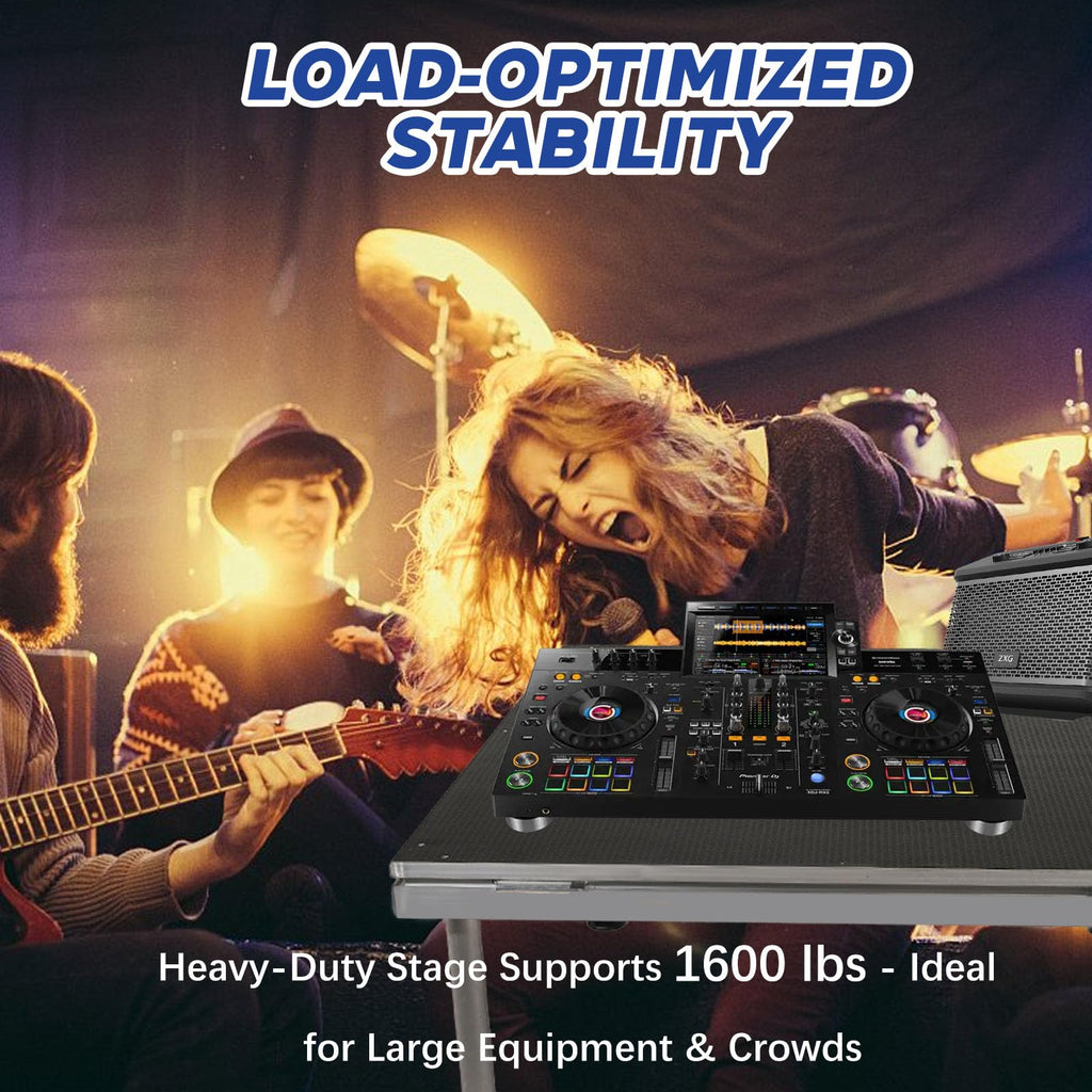 4 X 4 Portable Stage Platform Modular System with Height Adjustable Riser (24" - 39")