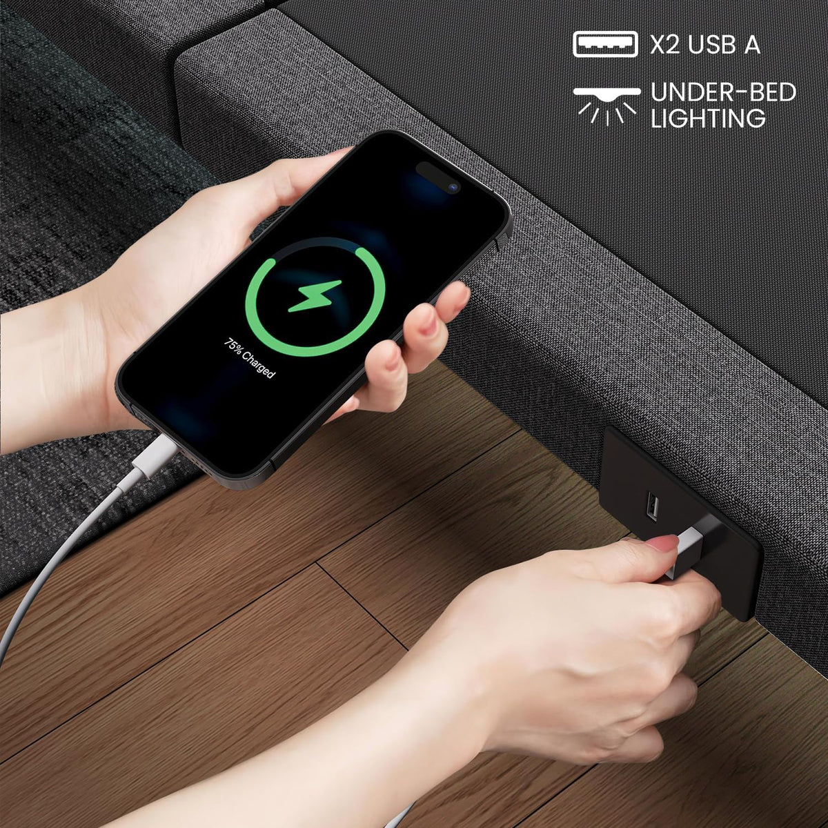 Adjustable Bed Frame Queen with Massage -Wireless Remote Electric Power Bed Foundation Under-Bed Lighting | Zero