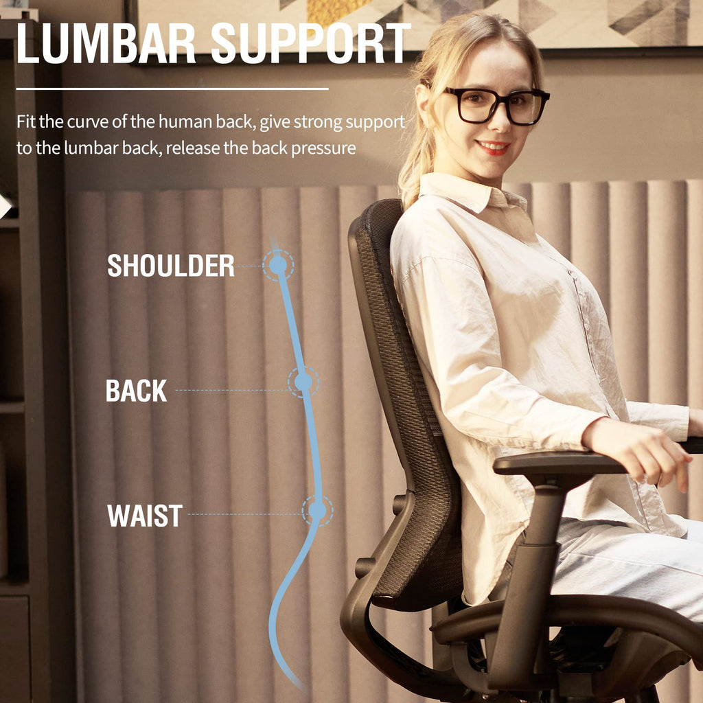 Ergonomic Mesh Office Chair — Black, Breathable Mesh Seat & Back