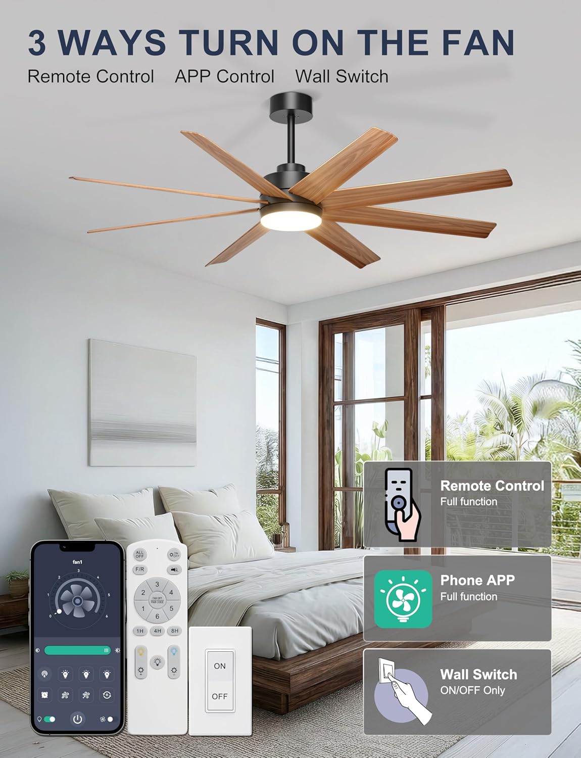 60" Ceiling Fan with Light & Remote