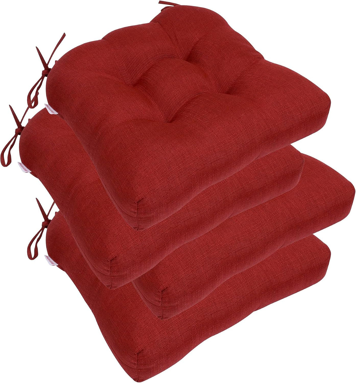 Patio Chair Cushions 19x19 4 Pack, Thickened Outdoor Seat Cushions Water Resistant Stain Resistant Non-Slip Ties (Red)