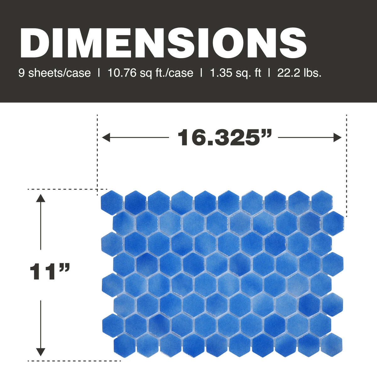 Glass Tile Love Familiar 11 in. X 16.325 in. Hexagonal Glass Mosaic Tile (10.76 sq. ft./case) Blue 1010157108, Ideal