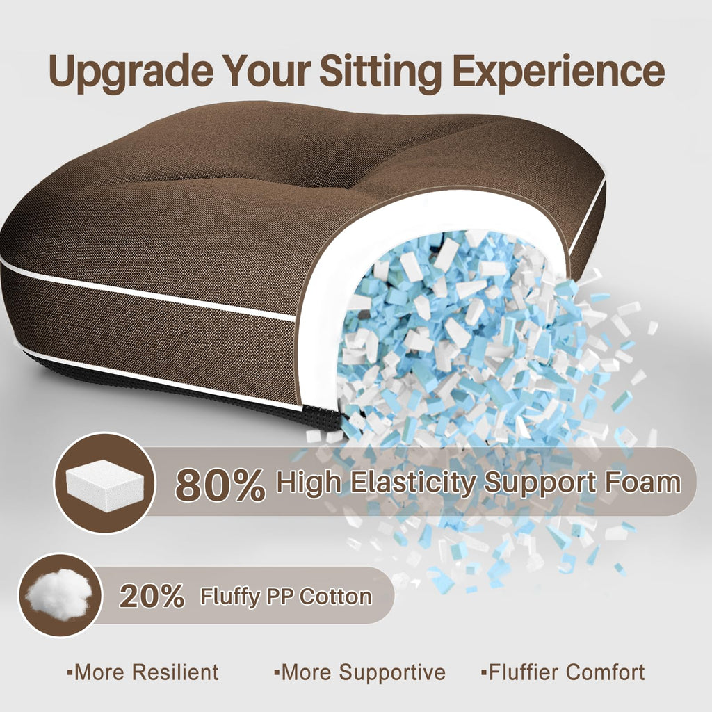 Jumbo Rocking Chair Cushion with Memory Foam for Outdoor/Indoor, Set of Thicken Seat & Back Chair Cushions with