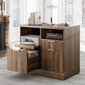 3 Drawer File Cabinet, Fluted Wood Lateral Filing Cabinet with Charging Station , Fits for A4/Letter-Sized Files