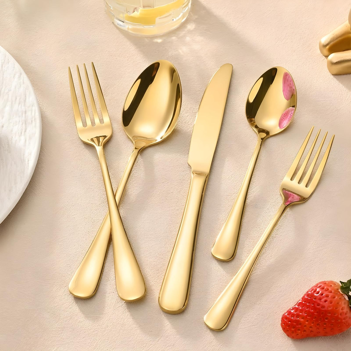 20-Piece Gold Silverware Set, Stainless Steel Flatware Set Service for 4